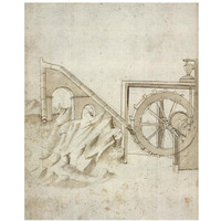 Folio 13: mill powered by water from siphon-Paper Art-30"x37"