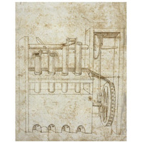 Folio 10 piston pumps and water wheel-Paper Art-18&quotx22"