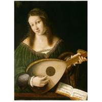 Lady Playing a Lute-Paper Art-32"x42"