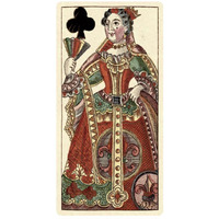 Queen of Clubs (Bauern Hochzeit Deck)-Paper Art-14"x26"