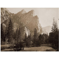 Further Up the Valley, The Three Brothers, the highest, 3,830 ft., Yosemite, California, 1866-Paper Art-24"x19"