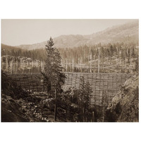 Dam and Lake, Nevada County, California, Near View, about 1871-Paper Art-26"x20"