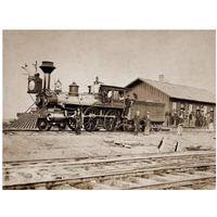 Wyoming Station, Engine 23 on Main Track, May 1868-Paper Art-18"x14"