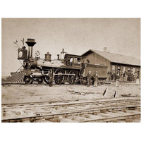 Wyoming Station, Engine 23 on Main Track, May 1868-Paper Art-24"x19"