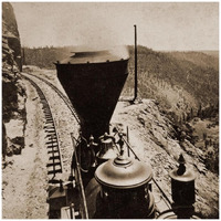 Rounding Cape Horn, California, Road to Iowa Hill from the river, in the distance, 1866-1869-Paper Art-18"x18"