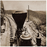 Rounding Cape Horn, California, Road to Iowa Hill from the river, in the distance, 1866-1869-Paper Art-26"x26"