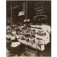 Rue Sainte-Opportune - Produce Display, rue Sainte-Opportune. Sepia-Paper Art-18&quotx22"