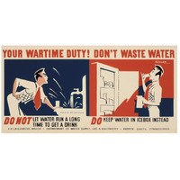 Do not let water run a long time to get a drink-Paper Art-26"x14"