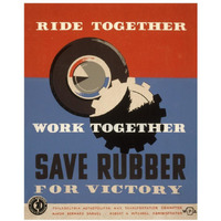 Ride together - work together - save rubber for victory-Paper Art-18"x22"