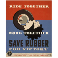 Ride together - work together - save rubber for victory-Paper Art-22"x26"