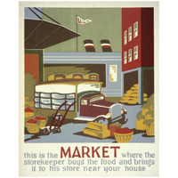 This is the market where the storekeeper buys the food-Paper Art-22"x26"