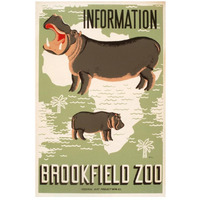 Information - Brookfield Zoo - Hippos-Paper Art-18&quotx26"