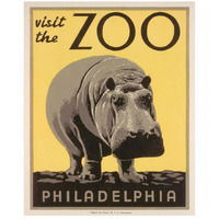 Visit the zoo - Philadelphia - Hippo-Paper Art-22"x26"