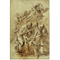 Holy Family with Saint Anne (recto); Figure Sketches (verso)-Paper Art-42"x62"