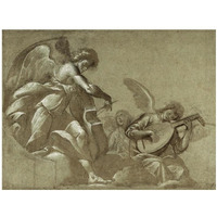 Angel Musicians (recto); Head Studies (verso)-Paper Art-18"x14"