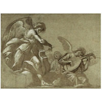 Angel Musicians (recto); Head Studies (verso)-Paper Art-26"x20"