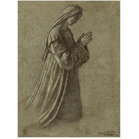 Study of the Virgin (recto) Study of the Virgin and of Hands (verso)-Paper Art-38&quotx50"