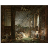 A Hermit Praying in the Ruins of a Roman Temple-Paper Art-37"x30"