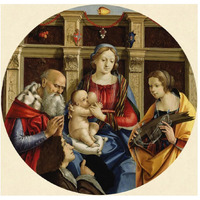 Madonna and Child with a Male Saint, Catherine of Alexandria and a Donor-Paper Art-20"x20"