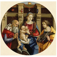 Madonna and Child with a Male Saint, Catherine of Alexandria and a Donor-Paper Art-26"x26"