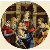 Madonna and Child with a Male Saint, Catherine of Alexandria and a Donor-Paper Art-42"x42"