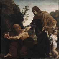 Elijah Receiving Bread from the Widow of Zarephath-Paper Art-38"x38"