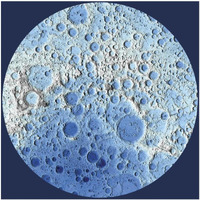 Unmarked Decorative Topographic Map of the Moon, South Pole-Paper Art-38"x38"