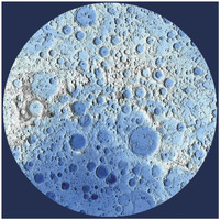 Unmarked Decorative Topographic Map of the Moon, South Pole-Paper Art-42"x42"