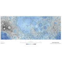 Decorative Topographic Map of the Moon, Projection-Paper Art-38"x20"