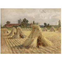 Corn Stooks by Bray Church, 1872-Paper Art-26&quotx20"