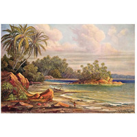 Cocos-Insel bei Belligemma (Gan-Duva) Ceylon-Paper Art-26"x18"