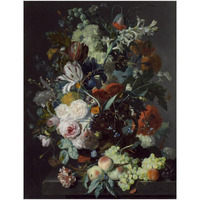 Still Life with Flowers and Fruit, c. 1715-Paper Art-38&quotx50"