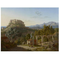 Landscape with the Castle of Massa di Carrara-Paper Art-18"x14"