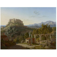 Landscape with the Castle of Massa di Carrara-Paper Art-26"x20"