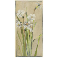 White Narcissus with Gray Accents-Paper Art-14&quotx26"