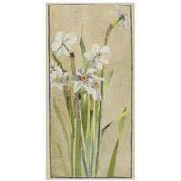 White Narcissus with Gray Accents-Paper Art-38"x74"