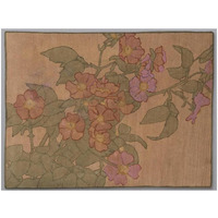 Pink Roses on Terracotta Color Ground-Paper Art-18&quotx14"