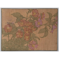 Pink Roses on Terracotta Color Ground-Paper Art-26&quotx20"