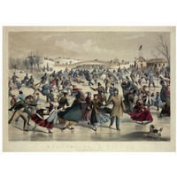 Central-Park, Winter - The Skating Pond,  New York, 1862-Paper Art-34"x26"