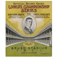 Offical Score Card  World's Championship Series -  New York Giants vs Philadelphia Athletics, 1880-Paper Art-27&quotx32"