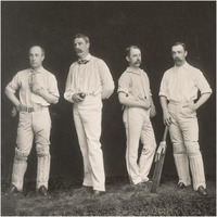 Cricket Players, Unidentified Group Of Four-Paper Art-20"x20"