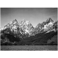 Grassy valley and snow covered peaks, Grand Teton National Park, Wyoming, 1941-Paper Art-18"x14"