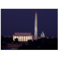 Our treasured monuments at night, Washington D.C.-Paper Art-18"x14"