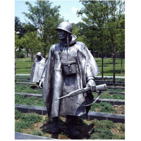 Stainless-steel trooper on &quotpatrol" at the Korean War Veterans Memorial, Washington, D.C.-Paper Art-24&quotx30"