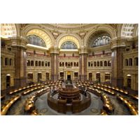 Main Reading Room. View from above showing researcher desks. Library of Congress Thomas Jefferson Building, Washington, D.C.-Paper Art-50"x34"