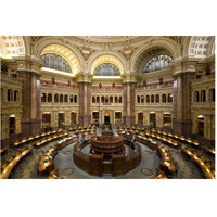 Main Reading Room. View from above showing researcher desks. Library of Congress Thomas Jefferson Building, Washington, D.C.-Paper Art-62&quotx42"