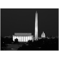 Our treasured monuments at night, Washington D.C. - Black and White Variant-Paper Art-42"x32"