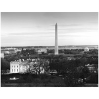 Dawn over the White House, Washington Monument, and Jefferson Memorial, Washington, D.C. - Black and White Variant-Paper Art-26"x20"