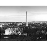 Dawn over the White House, Washington Monument, and Jefferson Memorial, Washington, D.C. - Black and White Variant-Paper Art-34"x26"