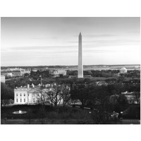 Dawn over the White House, Washington Monument, and Jefferson Memorial, Washington, D.C. - Black and White Variant-Paper Art-50"x38"